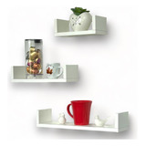 Prateleira Em U Nicho Mdf Kit C/ 3 Decorativo Moderno Casa