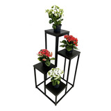 Prateleira Suporte Para Vasos Plantas Ferro E Madeira Preto 