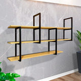 Prateleira Suspensa Estilo Industrial 180 Cm Ferro E Madeira