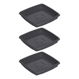 Pratinho Para Vaso 20,5cm X 2,5cm Quadrado Preto 3 Pcs
