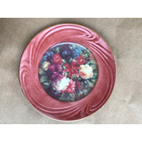 Prato Decorativo Floral Antigo Usado Porcelana Floral Rosa