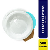 Prato Descartável Ps Fundo Branco 12cm Cx C/ 500 Pratos Full