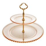 Prato Duplo De Cristal Para Doces Pearl Âmbar Wolff