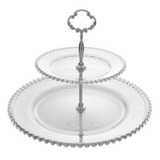 Prato Duplo De Cristal Suporte Doces 2 Andares Wolff 35212
