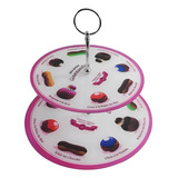 Prato Duplo Para Doces Em Vidro - Wincy - 20x25cm Cor Rosa