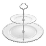Prato Duplo Wolff Pearl De Cristal 2 Andares Porta Doces 32c