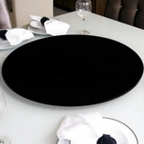Prato Giratorio De Sobrepor Laca Off White Vidro Fixo 70cm Cor Preto Centro De Mesa Giratorio