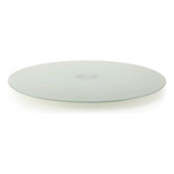 Prato Giratório De Vidro Branco Perolizado 80cm Grande Mesa