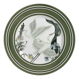 Prato Parede Decoração Porcelana Sobremesa C/ Suporte Gancho