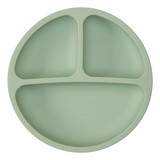 Prato Silicone Divisórias Com Ventosa Bebê Infantil Blw Buba Cor Verde Liso Personagem Não Possui