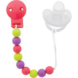 Prendedor De Chupeta Com Silicone Bolinhas Rosa - Buba