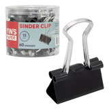 Prendedor De Papel Binder Clip 15mm Caixa Com 60 Unidades