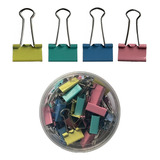 Prendedor De Papel Binder Colorido Metalico 25mm Pote C/40