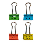 Prendedor De Papel Binder Colorido Smiles Metálico 19mm C/40 Cor Azul