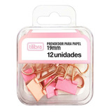 Prendedor De Papel Rosa Pastel 19mm Tilibra C/12 Unidades