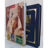 Presente Dia Dos Pais - Kit Para Estudo Bíblico - Biblia Slim Azul Marinho + Dicionario Biblico Ilustrado
