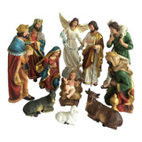 Presépio 70cm 11 Peças Resina Industrializada Romano Igreja