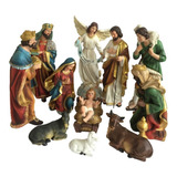 Presépio 70cm 11 Peças Resina Industrializada Romano Igreja