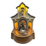 Presépio Capela Giratório Musical Led T:23,x17x16cm