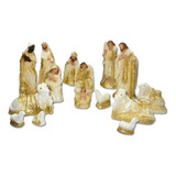 Presépio De Natal 15 Peças 22cm Dourado Envernizado