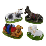 Presepio De Natal Animais 4 Peças Natalinos 20cm Resina