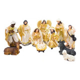 Presépio Enfeite De Resina Decoração Natal 12 Cm - 11 Peças