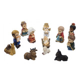Presépio Infantil - 12 Peças | Enfeite Natal Resina 5,5cm