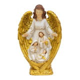 Presépio Natal Sagrada Família Dourada 23 Cm Enfeite Resina