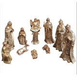 Presépio Natal Sagrada Família Resina Dourado