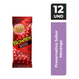 Preservativo Lubrificado Morango Blowtex Pacote Leve 12 Pague 10 Unidades