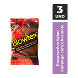 Preservativo Lubrificado Morango Com Chocolate Blowtex Pacote 3 Unidades