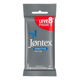 Preservativo Lubrificado Sensitive Jontex Pacote Leve 8 Pague 6 Unidades