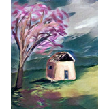 Promoção Pintura Em Tela Paisagem Quadro Decorativo Casinha