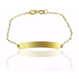 Promoção Pulseira Chapinha Infantil Bebê Ouro 18k 750
