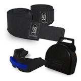 Protetor Bucal Duplo C/ Estojo + Bandagem Elástica 3 M. Boxe