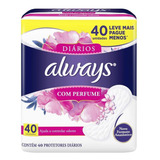 Protetor Diário Always Proteção Segura L 40 P 30 C/ Perfume