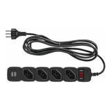 Protetor Eletrônico C/ 4 Tomadas E 2 Usb Intelbras Epe 204 U Cor Preto 127v/240v