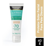 Protetor Solar Facial Sun Fresh Derm Care Para Pele Clara Fps70 40g Neutrogena