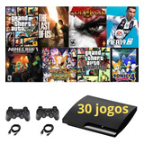 Ps3 Slim 160gb + 2 Controles + 30 Jogos Originais Digitais - Playstation 3