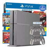 Ps4 Sony Console Playstation 4 Fat + 2 Controles + 2 Jogos 