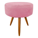 Puf, Puff Para Sala Pé Palito Suede Rosê 50 Cm Altura