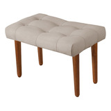 Puff Banqueta Suede Capitonê Pés Palito Sofia Sala Ou Quarto