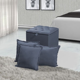 Puff Baú Suede Quadrada Romeu Com 3 Almofadas Quarto Sala