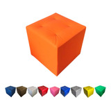 Puff Cubo Quadrado Banco Banquinho Decorativo 40x40 Cor Laranja