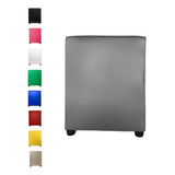 Puff Quadrado Banqueta Cubo Decorativo Organizador Courino Cor Cinza Corino