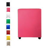 Puff Quadrado Banqueta Cubo Decorativo Organizador Courino Cor Rosa