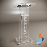 Púlpito De Acrílico Cristal 6mm Gravação A Laser