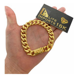 Pulseira 13mm Grumet Pit Bull Lacraia Banhado Ouro 18k Luxo