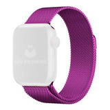 Pulseira Aço Milanês Milanese P/ Apple Watch 42mm 38mm 44mm Cor Roxo Largura 42 Mm