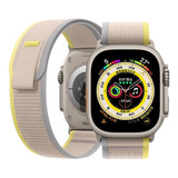 Pulseira Alpine Tecido Para Apple Watch Ultra 49mm 45mm 44m Cor Amarelo Com Cinza Largura 21